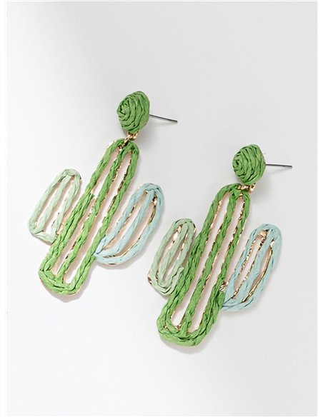 Pendientes cactus de rafia