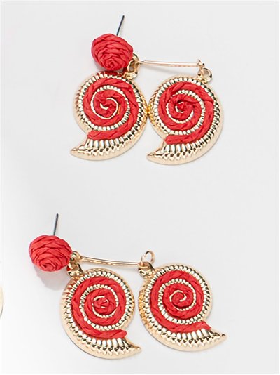 Pendientes espiral de rafia con marco dorado 2