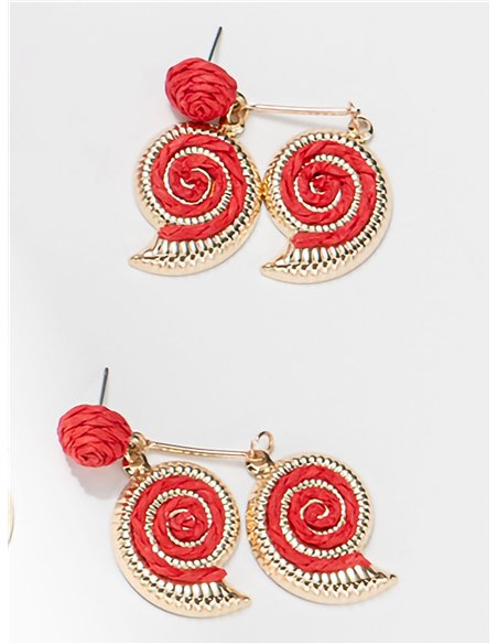 Boucles d'oreilles spirales en raphia avec monture dorée