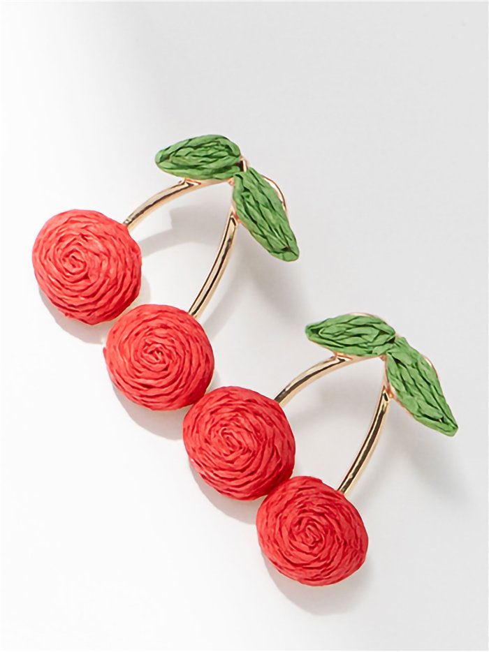 Pendientes cerezas de rafia