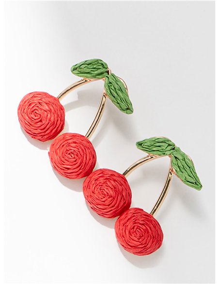 Pendientes cerezas de rafia