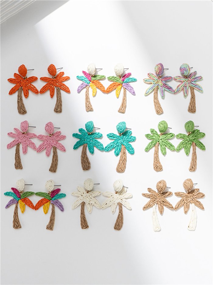 Pendientes palmera de rafia