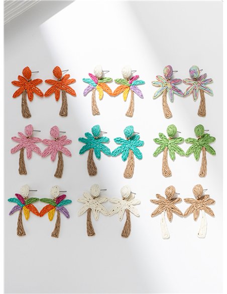Pendientes palmera de rafia