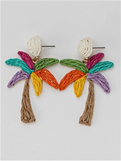 Pendientes palmera de rafia 2