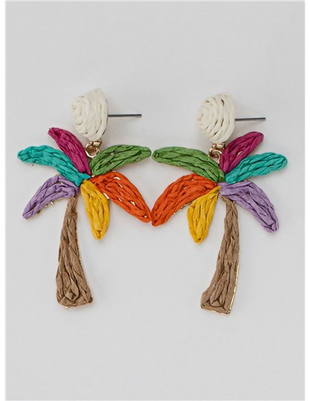 Pendientes palmera de rafia