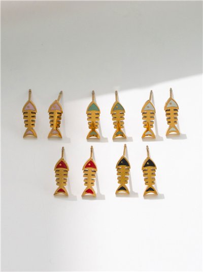 Pendientes espina de pez esmaltados