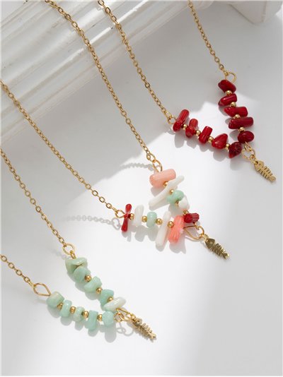 Collar de cadena con estilo coral y colgante espina de pez