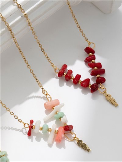 Collar de cadena con estilo coral y colgante espina de pez 2