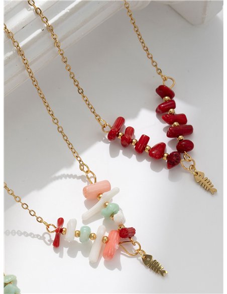 Collar de cadena con estilo coral y colgante espina de pez