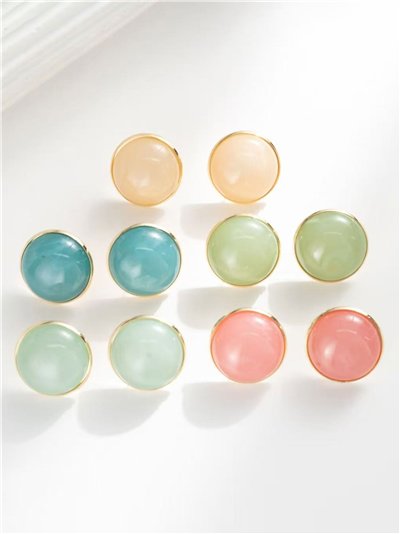 Pendientes botón redondos de resina pastel