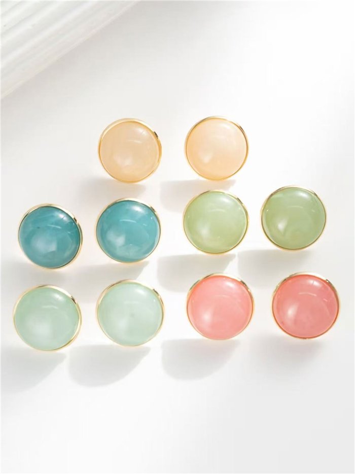 Pendientes botón redondos de resina pastel