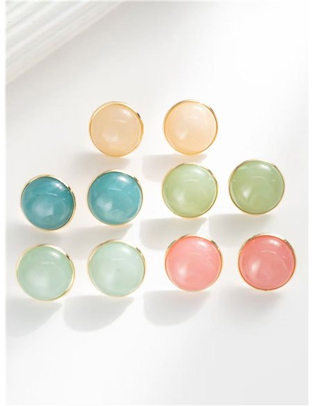 Pendientes botón redondos de resina pastel