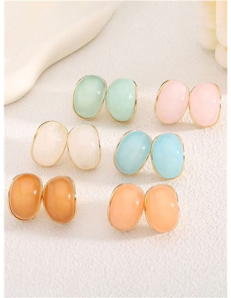 Pendientes ovalados de resina pastel