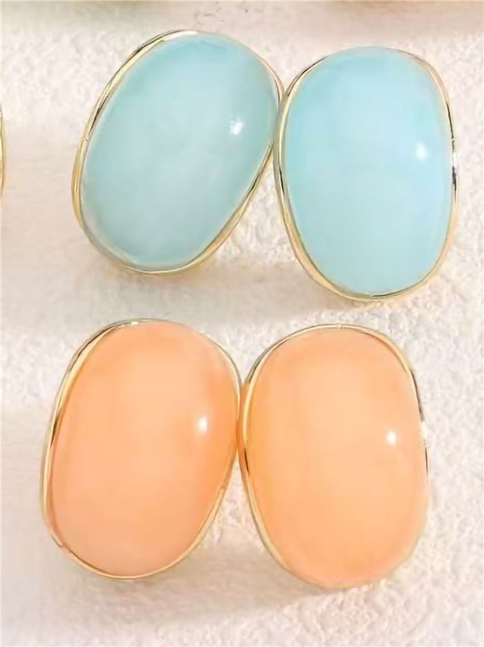 Pendientes ovalados de resina pastel