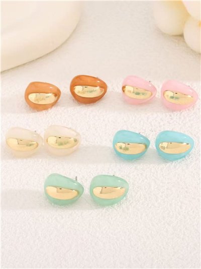 Pendientes ovalados bicolor de resina