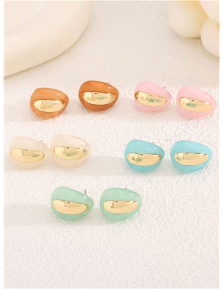 Boucles d'oreilles ovales en résine bicolore