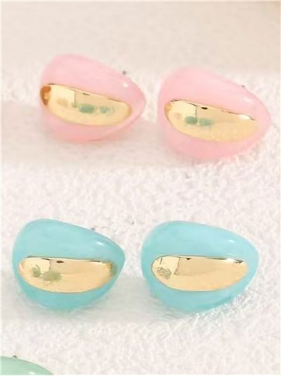 Pendientes ovalados bicolor de resina 2