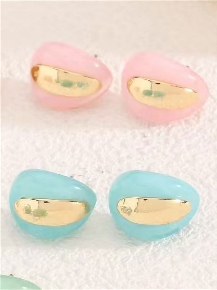 Boucles d'oreilles ovales en résine bicolore