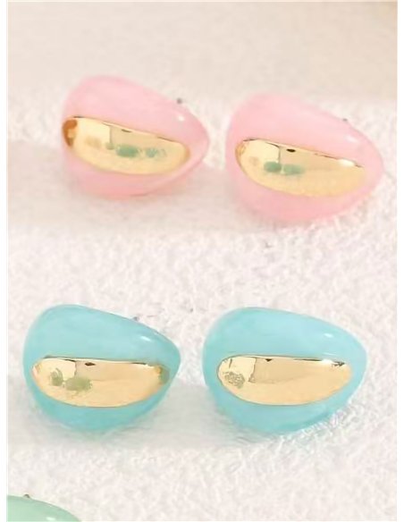 Boucles d'oreilles ovales en résine bicolore