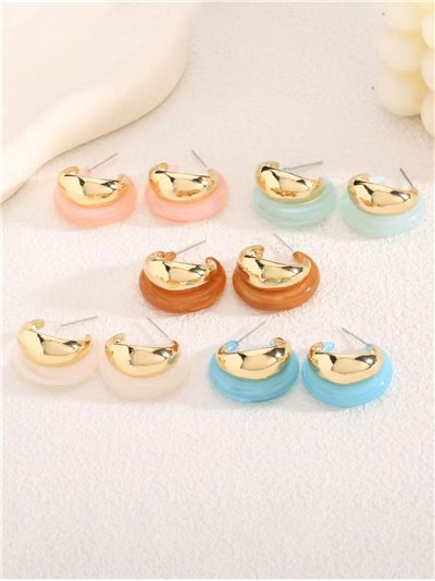 Pendientes semiaro doble de resina