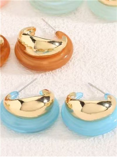 Pendientes semiaro doble de resina 2