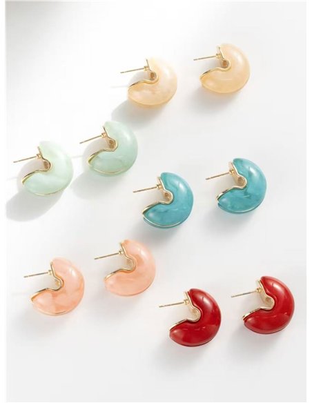 Pendientes media luna abiertos de resina