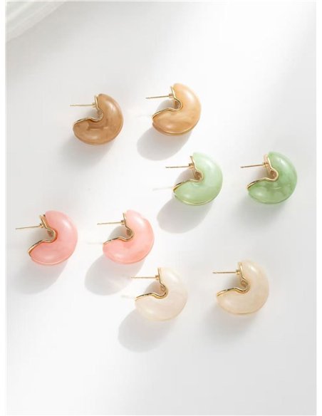 Pendientes media luna abiertos de resina pastel