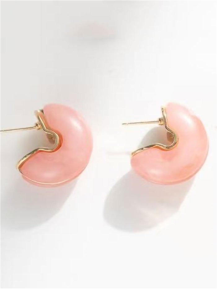 Pendientes media luna abiertos de resina pastel