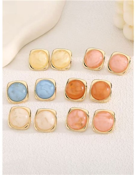 Square frame resin stud earrings