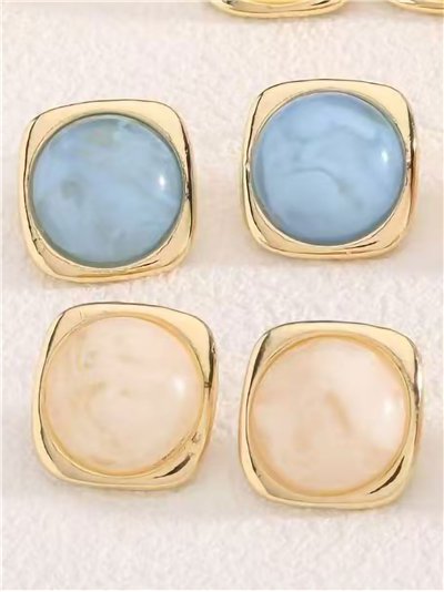 Pendientes cuadrados con centro de resina 2