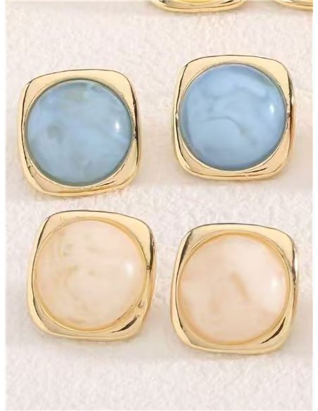 Square frame resin stud earrings