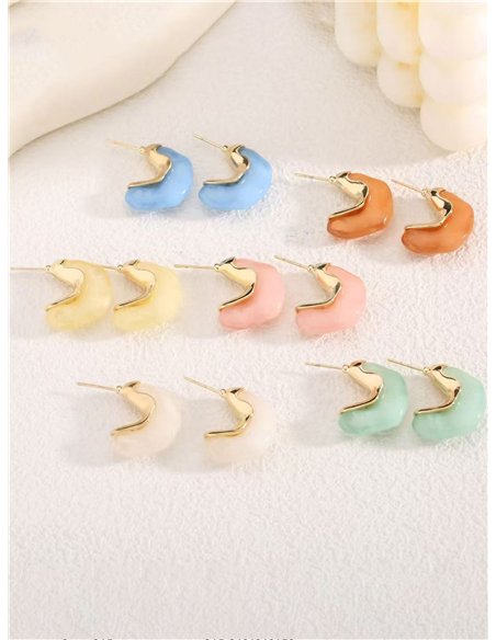 Golden crescent resin stud earrings