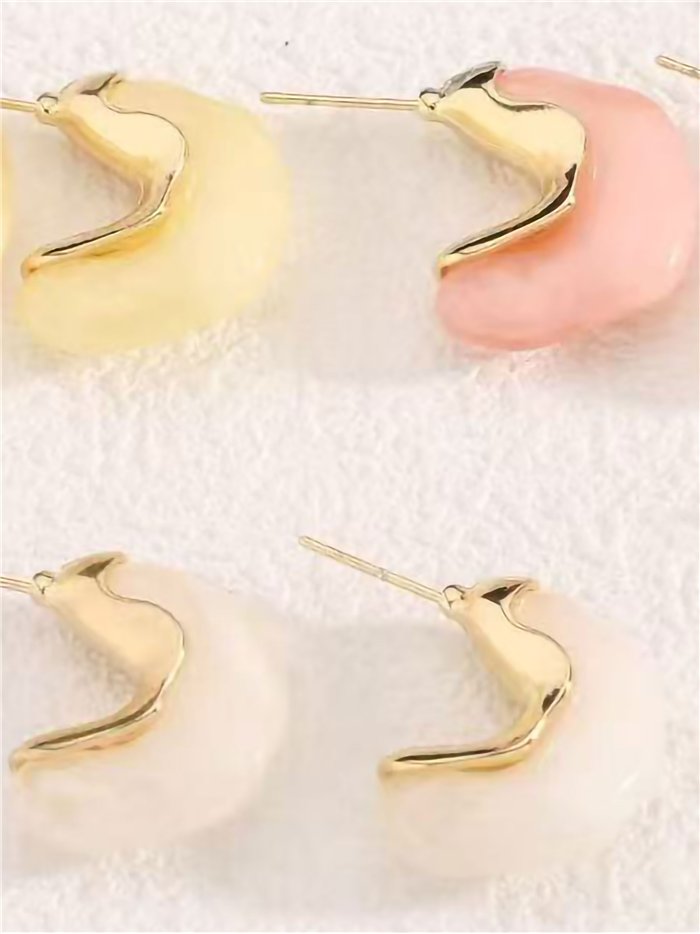 Golden crescent resin stud earrings