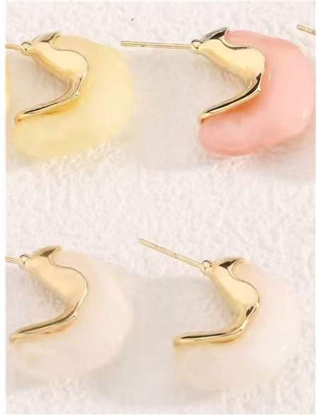Golden crescent resin stud earrings