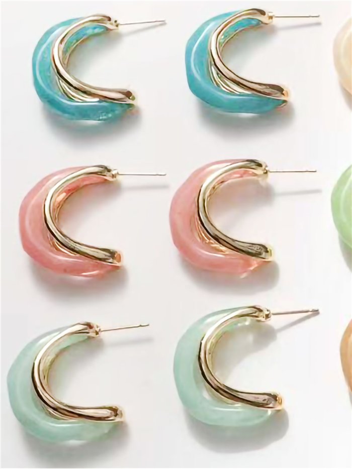 Boucles d'oreilles demi-lune en résine marbrée