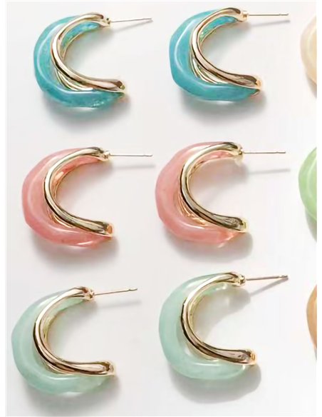 Boucles d'oreilles demi-lune en résine marbrée