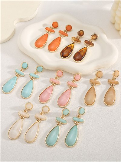 Pendientes largos geométricos de resina