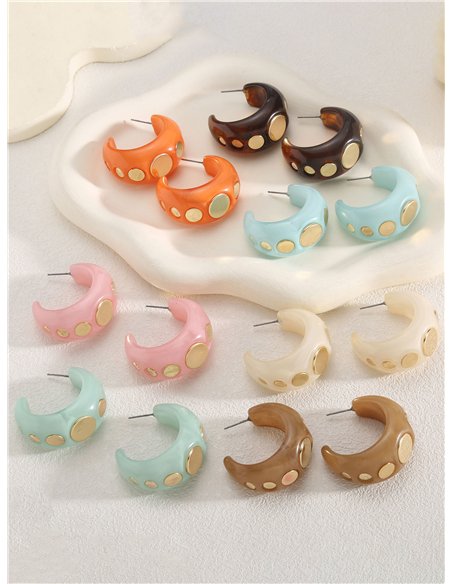 Pendientes maxi media luna con detalles dorados