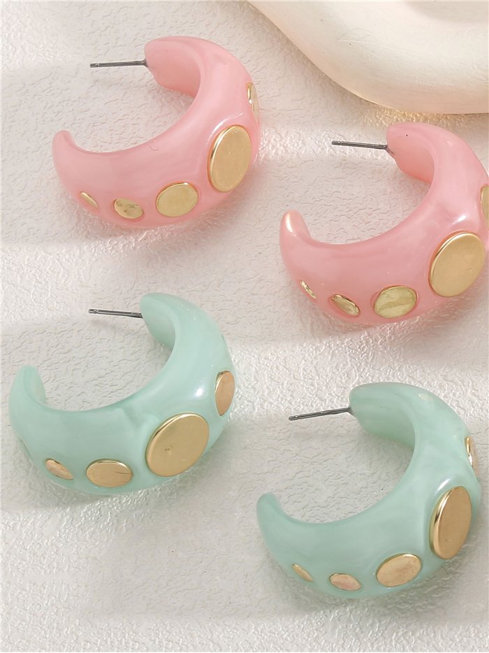 Pendientes maxi media luna con detalles dorados