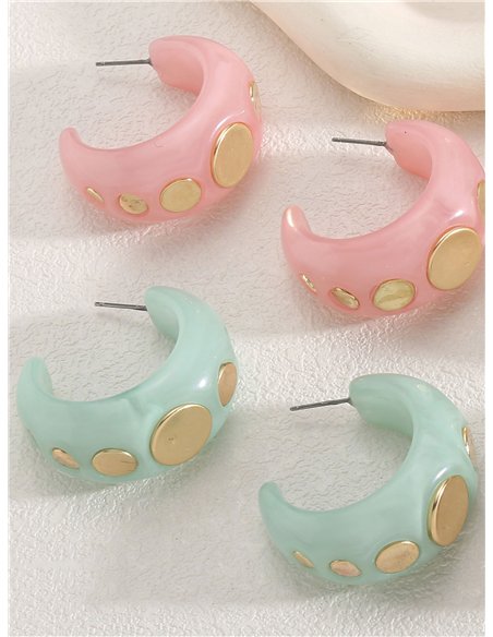 Pendientes maxi media luna con detalles dorados