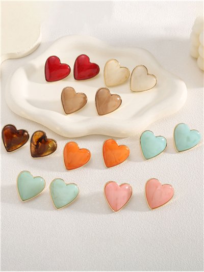 Pendientes corazón de resina