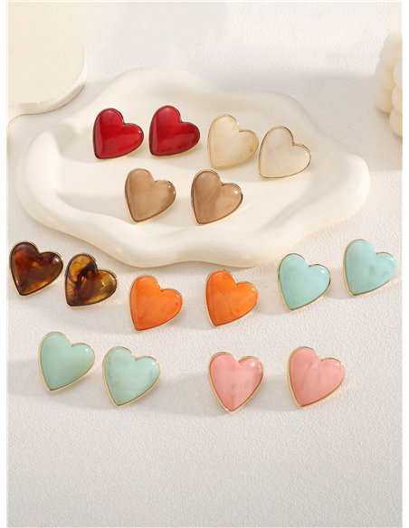 Pendientes corazón de resina