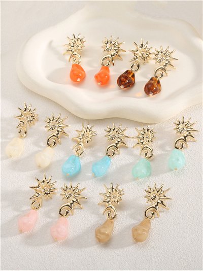 Pendientes sol con gota de resina