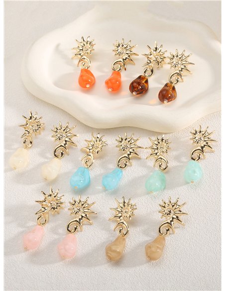 Pendientes sol con gota de resina