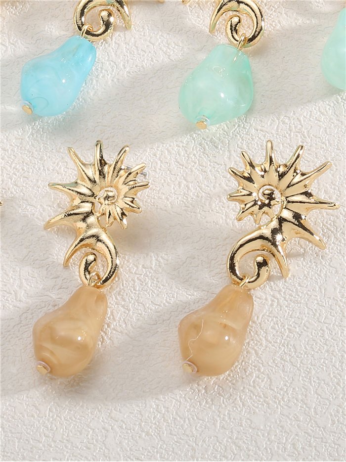 Pendientes sol con gota de resina