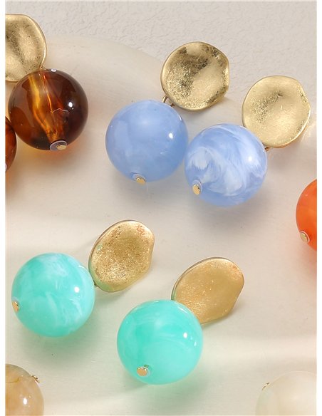 Pendientes disco dorado con bola de resina