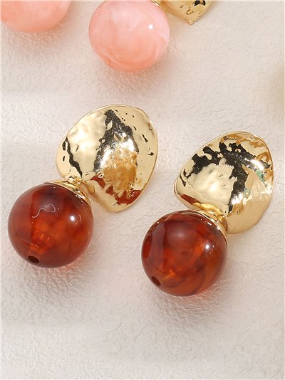 Pendientes martelé con bola de resina 2