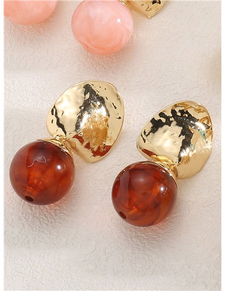 Boucles d'oreilles martelées avec boule en résine