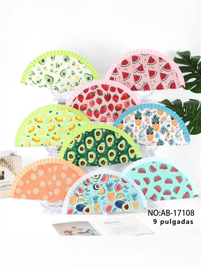 Abanico estampado frutas tropicales