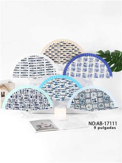 Abanico estampado peces azules 2